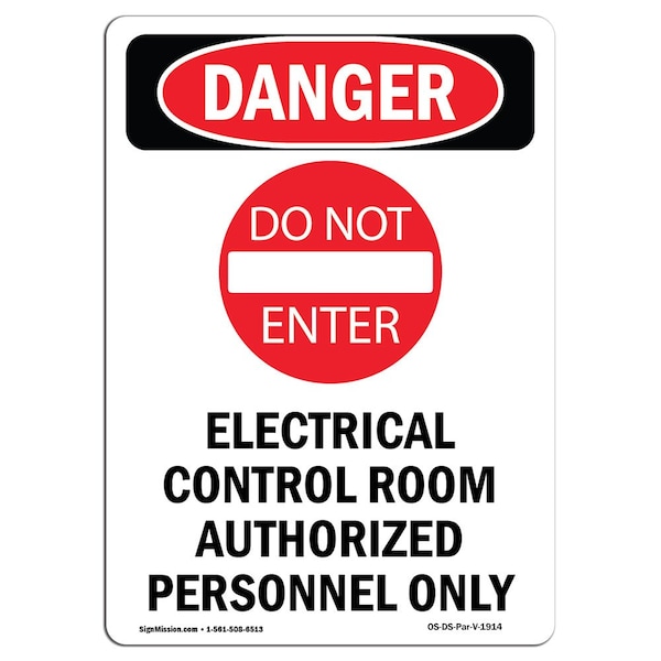 Safety Sign, OSHA Danger, 24" Height, Portrait Electrical, Portrait, D-1824-V-1914